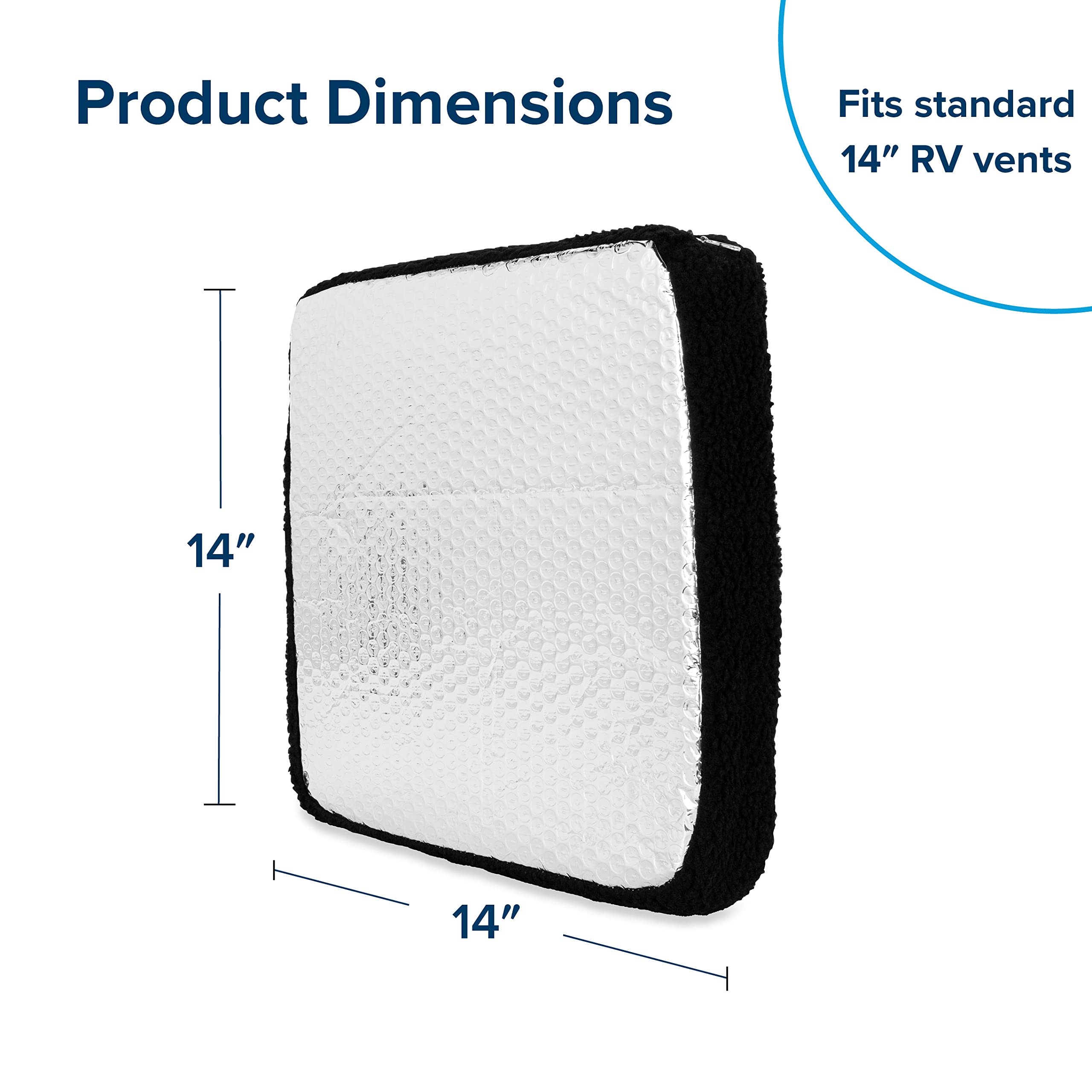 Camco 45196 Black-Out RV Vent Insulator with Reflective Surface, 14-Inch x 14-Inch, Black - Blocks The Sun's Damaging Rays - Reduce Heat Transfer and Increases A/C Efficiency