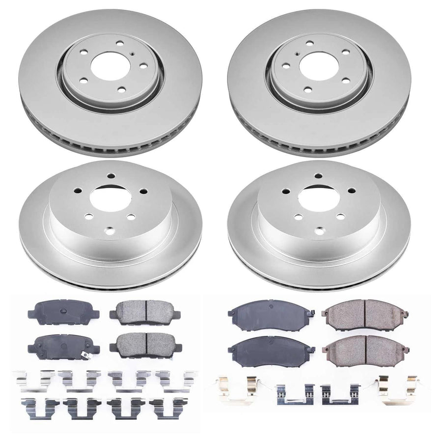 Power Stop CRK4477 Brake Rotor & Coated Ceramic Brake Pads- front & rear For INFINITI FX35 2005-2008 | INFINITI FX45 2005-2008 [Vehicle Specific]