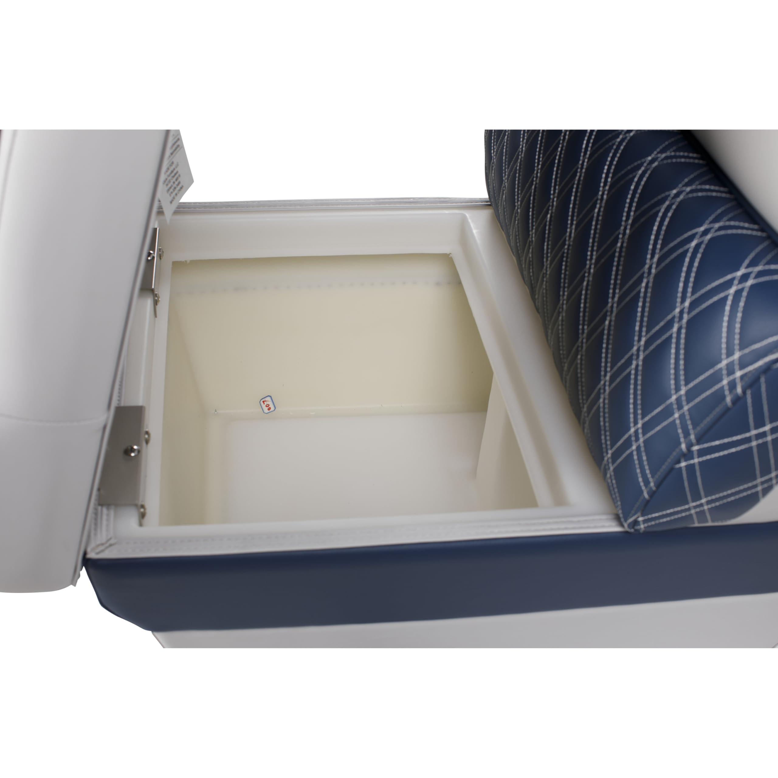 Sunset Collection Lippert 24" Angled Pontoon Bench Seat, Fits Against Helm Station, Contoured Foam Cushioning, Durable Marine-Grade Vinyl, Dry Storage, Poly Frame, 24"L x 28"W x 30"H - 2024021166