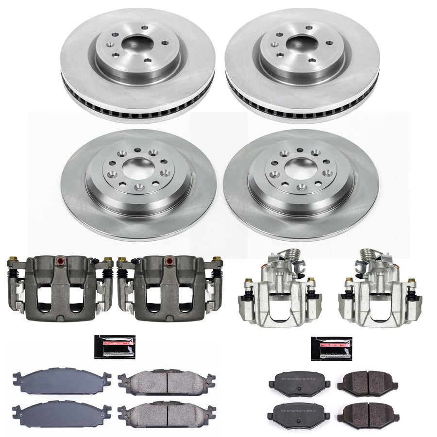 Power Stop KCOE5584 Replacement Autospeciality Front and Rear Caliper Kit- OE Rotors, Ceramic Brake Pads, Calipers For Ford Explorer, Ford Flex, Ford Taurus [Model Specific]