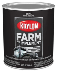 Krylon Brush On-Paint Farm & Implement, High Gloss, Black, 1 Quart