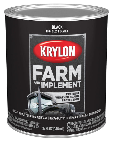 Krylon Brush On-Paint Farm & Implement, High Gloss, Black, 1 Quart