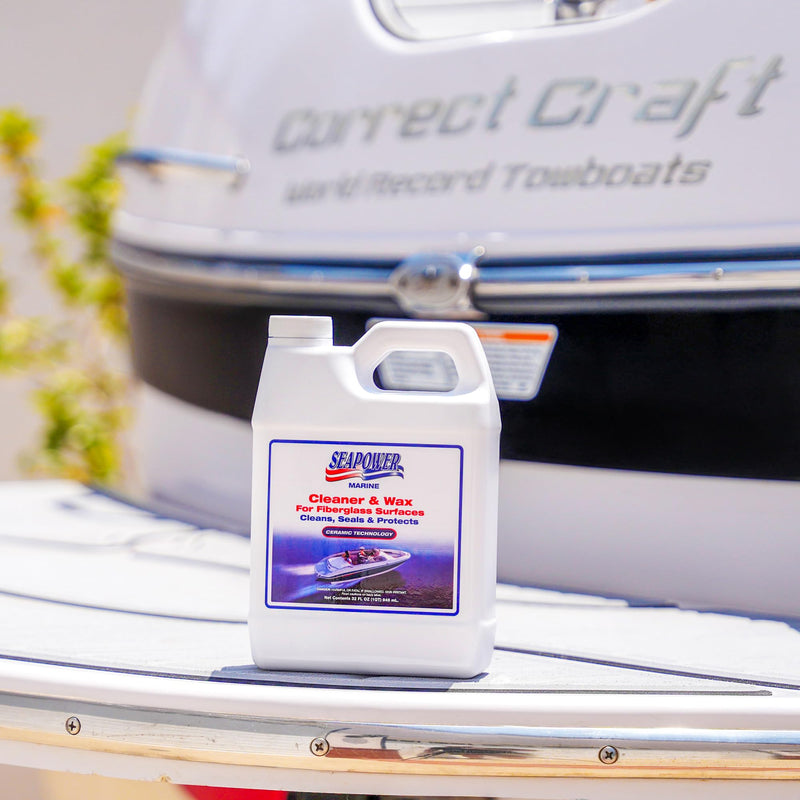 SQ-32 Marine Cleaner and Wax Seapower with Carnauba and Silicone - 32 oz.