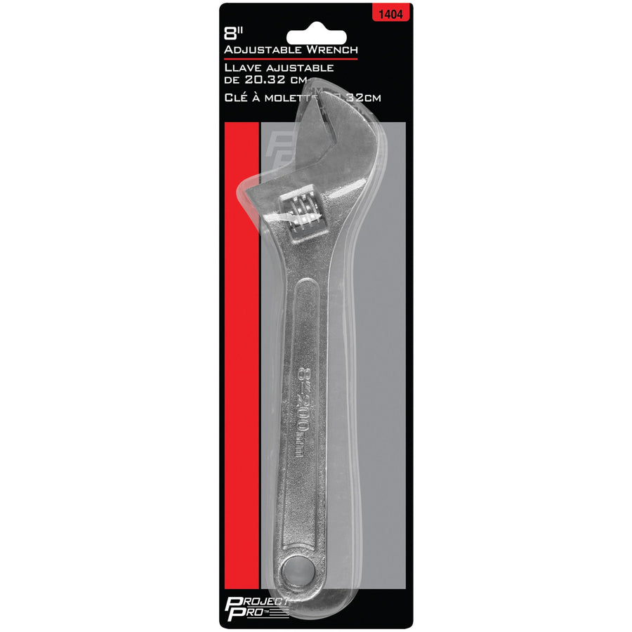 8-Inch Performance Tool Adjustable Wrench with Heat Treated Alloy Steel and Plated Corrosion Resistance