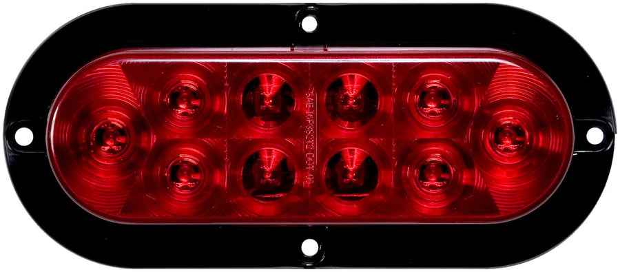 LED Stop Tail & Turn Light Optronics 6" Oval 10D Red Flange Mount