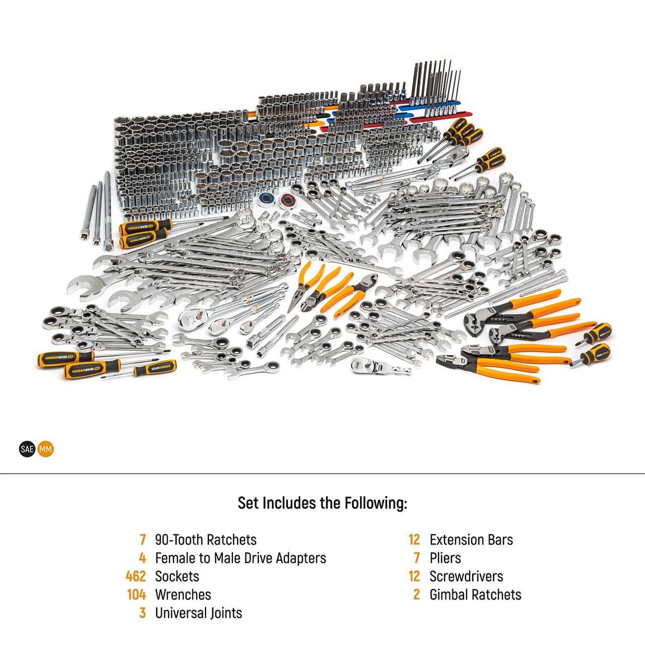 Master Mechanics Hand Tool Set GEARWRENCH 614 Piece with Premium Modular foam Trays and Mobile Work Station | MEGAMODMRO