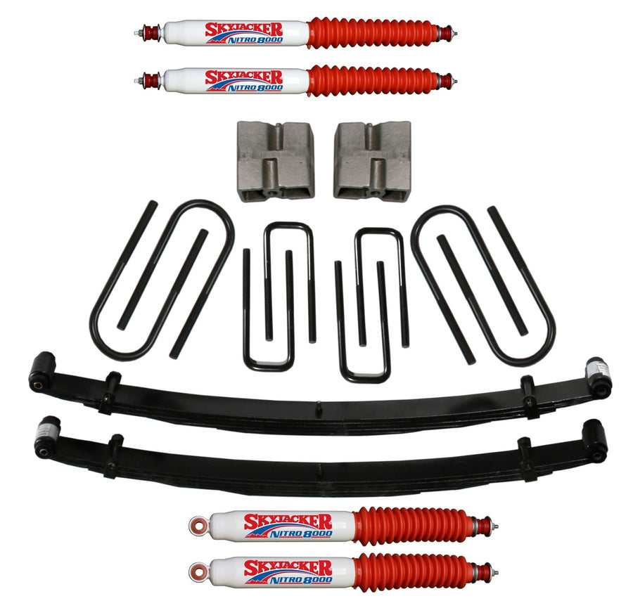 Skyjacker Suspension Lift Kit F749K-N w/Shock 4 in. Lift Incl. Front Leaf Springs Front/Rear U Bolt Kits Spring Bushing Kit Rear Block