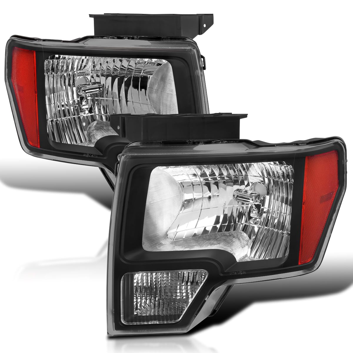Black Headlights SPEC-D TUNING Compatible with 2009-2014 Ford F-150, Left + Right Pair Headlamps Assembly
