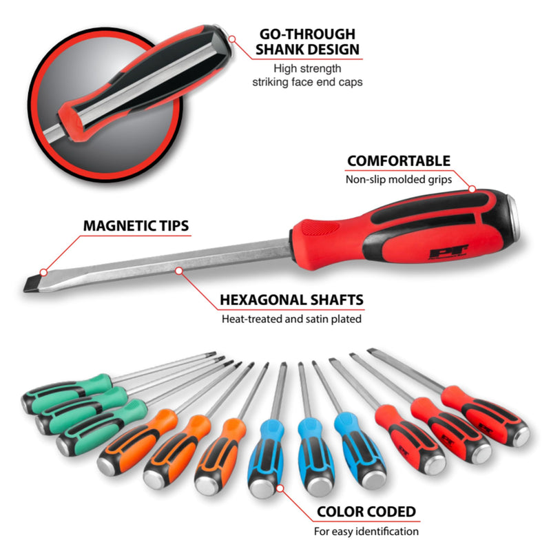 12Pc Performance Tool Go-Thru Screwdriver Set W1741