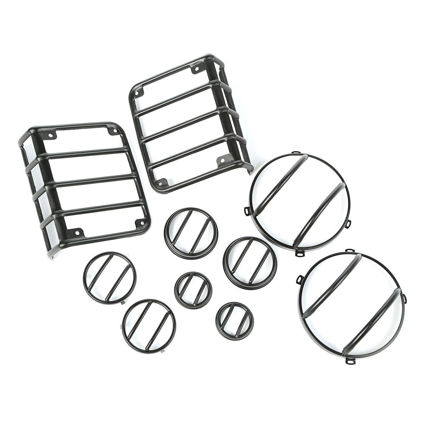Euro Guard Kit, Rugged Ridge 10 Piece, Textured Black | 12496.31 | Fits 2007-2018 Jeep Wrangler JK