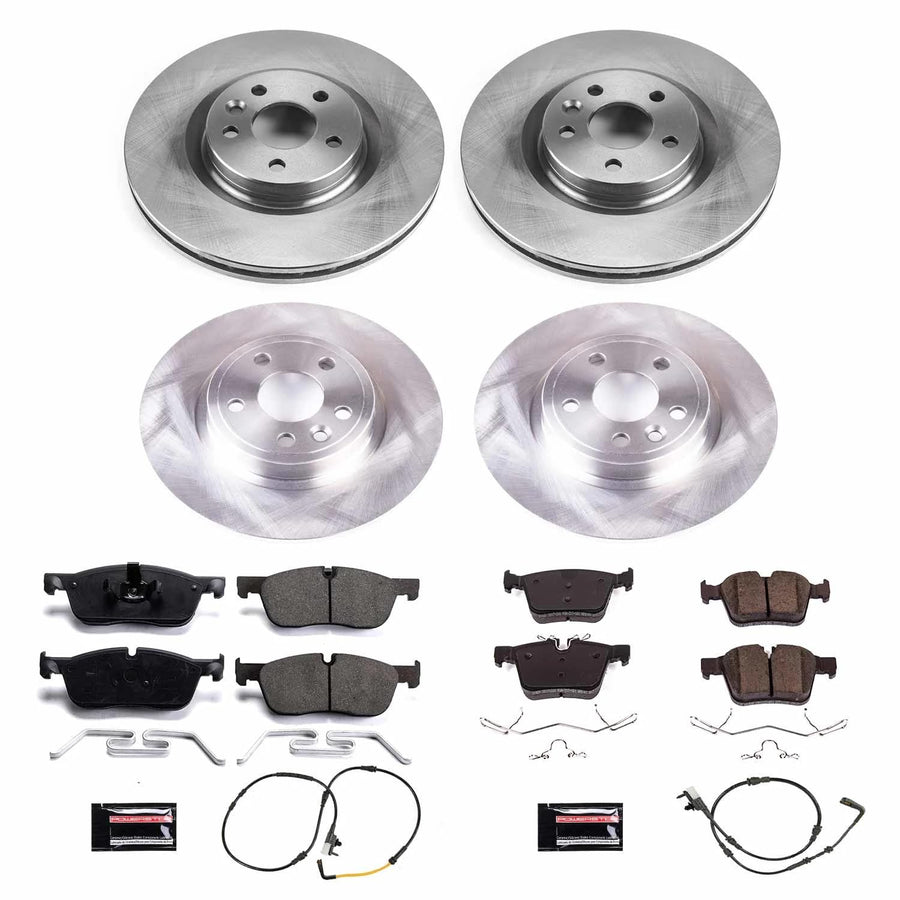 Power Stop KOE8108 Replacement Brake Kit-OE Front and Rear Brake Rotors & Ceramic Pads For Jaguar E-Pace 2018-2019 [Model Specific]