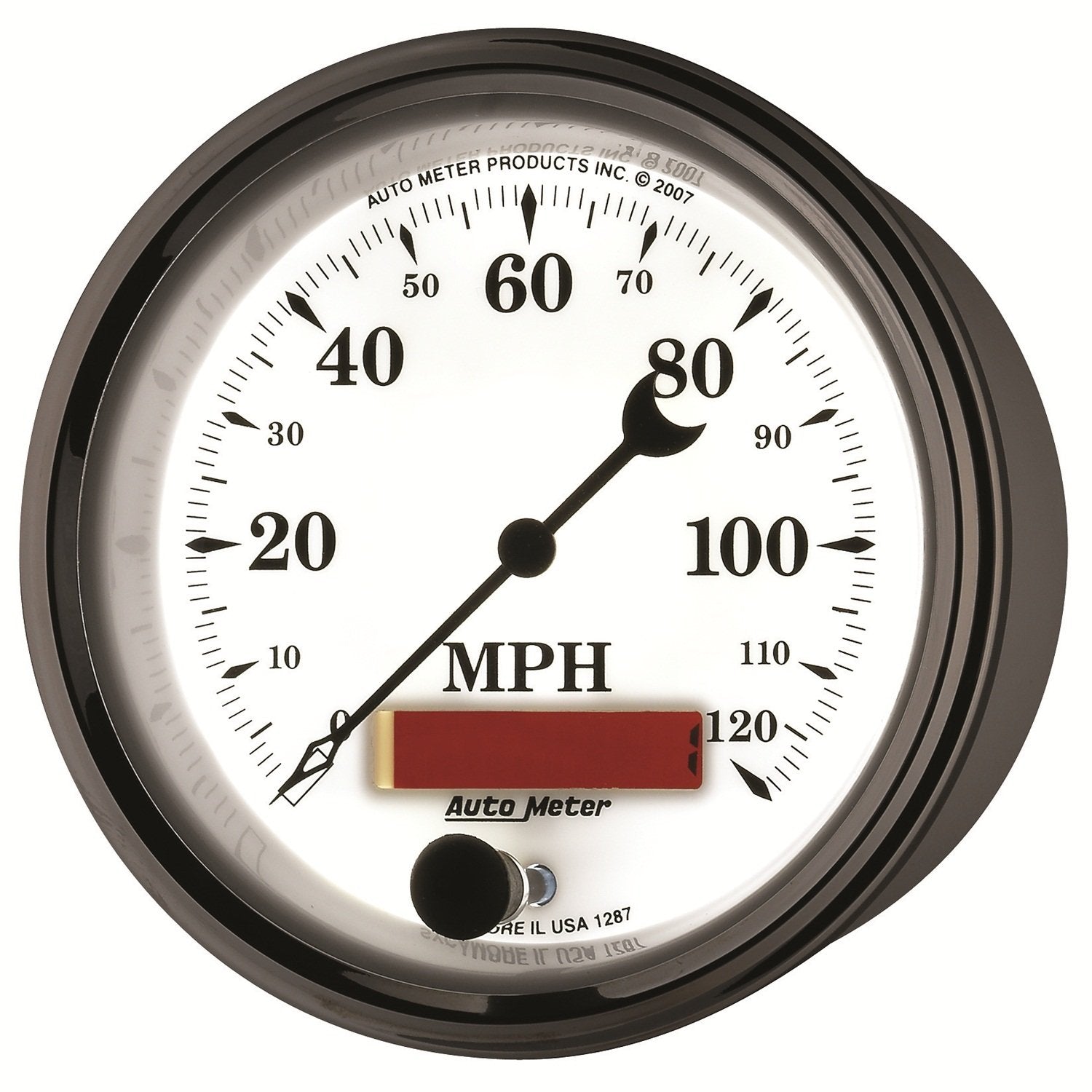 Auto Meter 1287 3-3/8" Old Tyme White II 120 mph Electric Programmable Speedometer Gauge