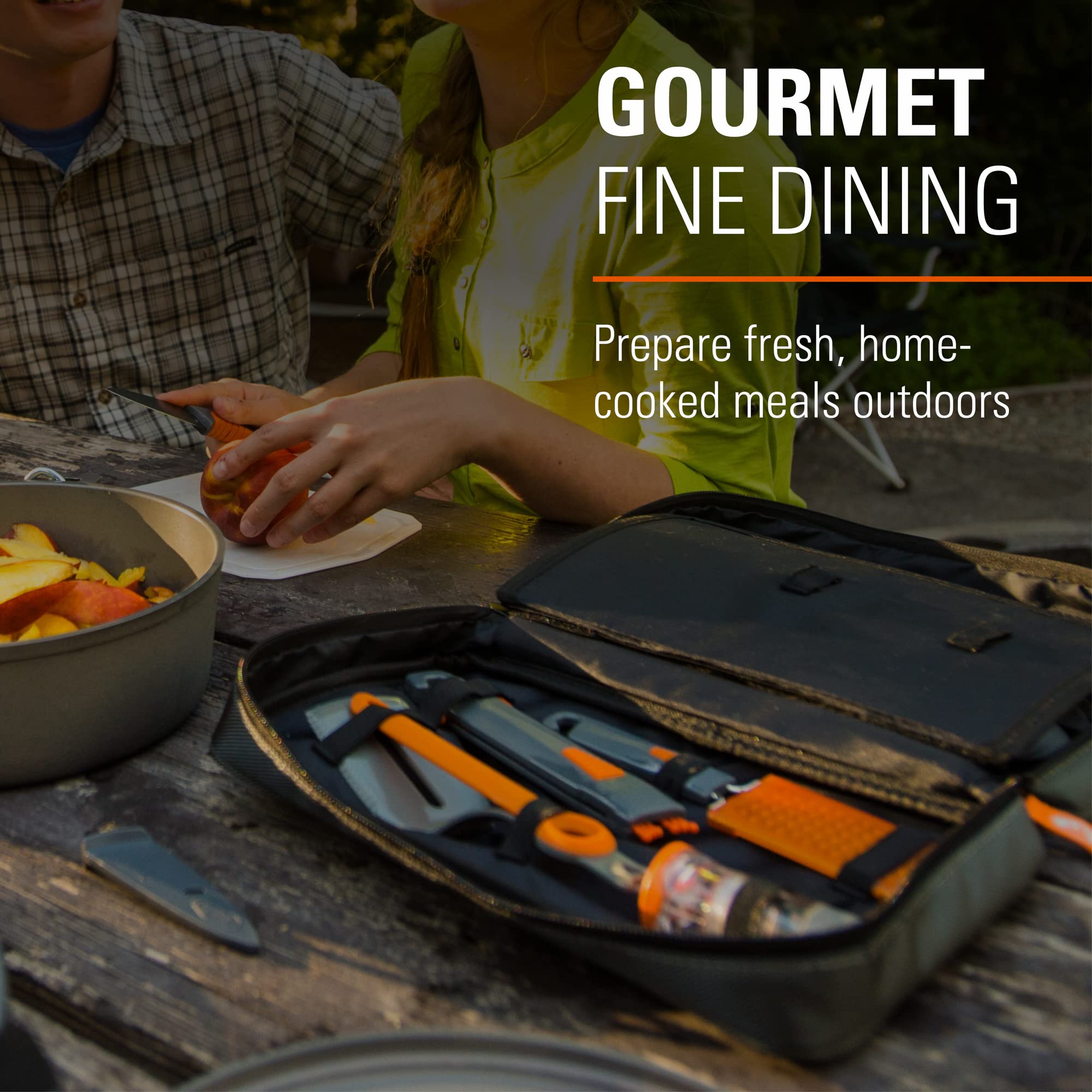 GSI Outdoors Kitchen Destination Set 24‑Piece, Full Camp Kitchen Kit, Cutlery for Persons, Pivot Tools, Spice Shakers & Carry Travel Case