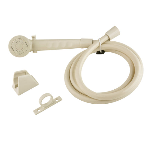 RV High Pressure Dura Faucet (DF-SA130-BQ) Shower Head and 60-inch Hose Kit - Water-Saving Trickle Switch (Bisque Parchment)