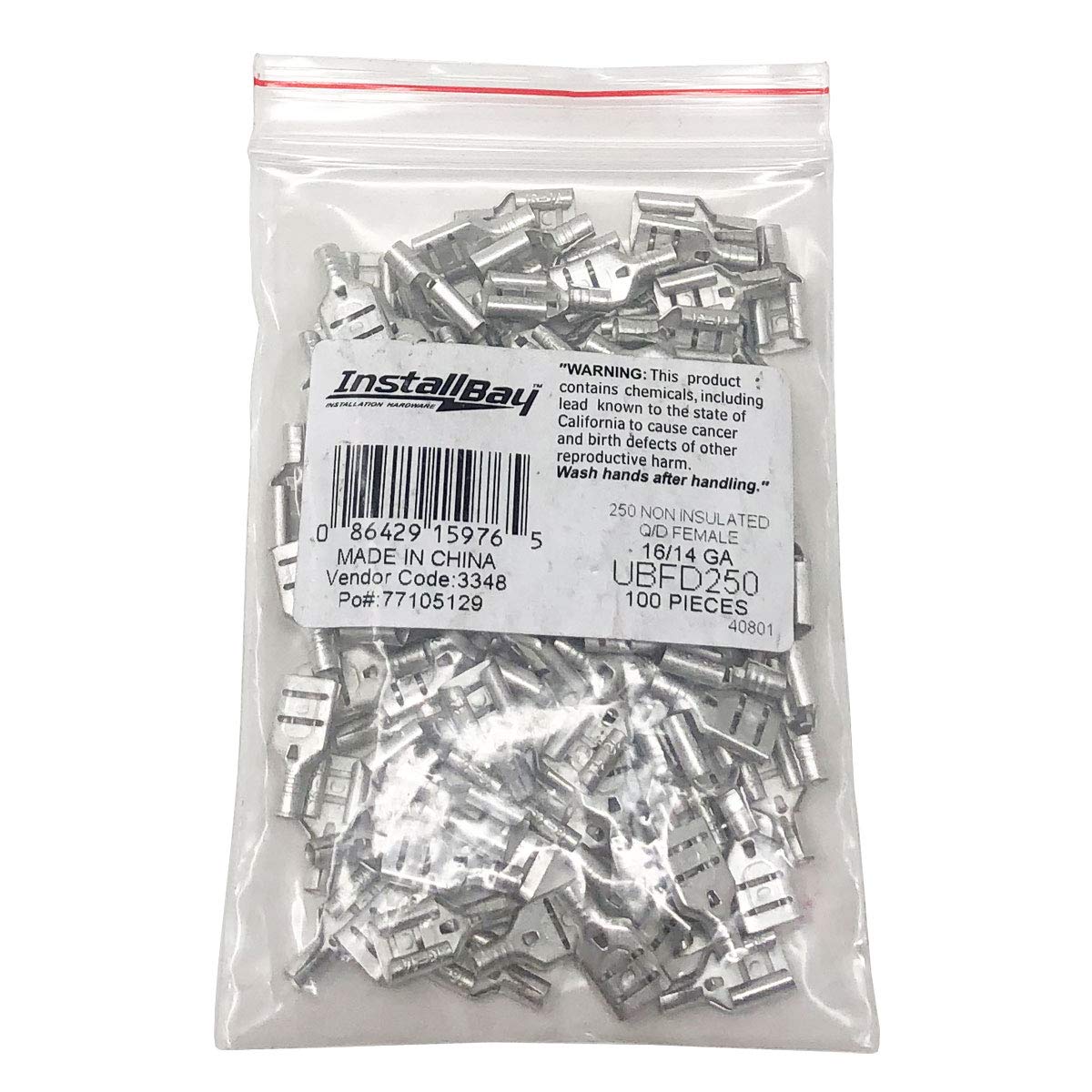 Uninsulated Female Quick Disconnect Installbay 16-14 Gauge .250 (UBFD250)