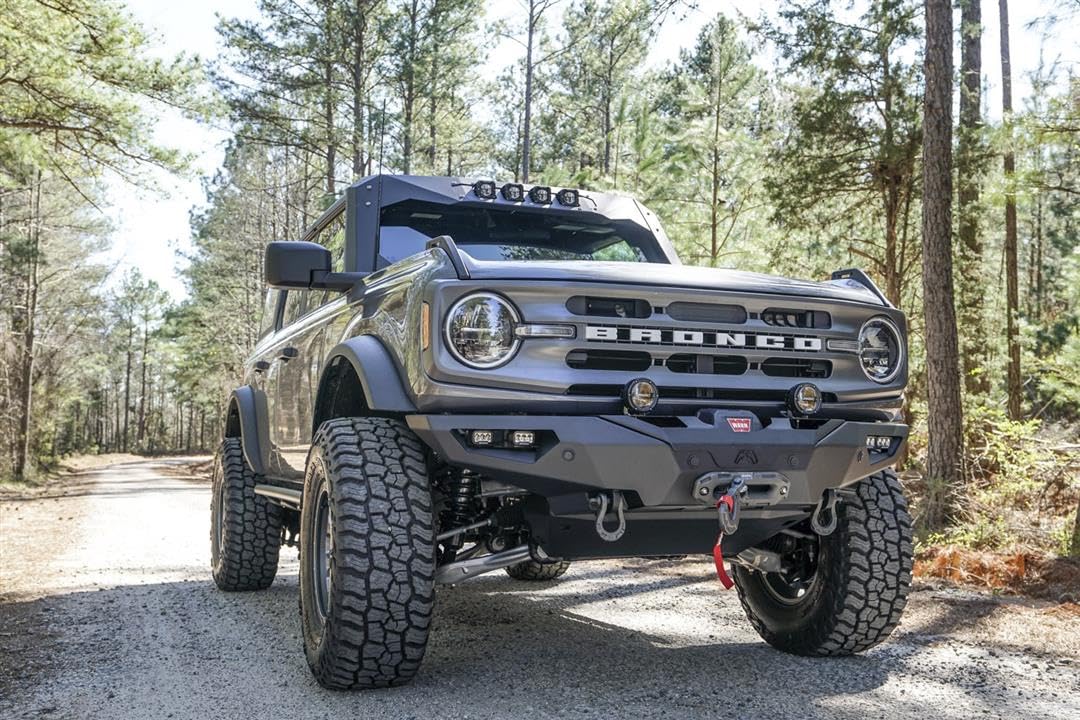 Fab Fours FB21-F5251-1 Front Winch Lifestyle Bumper fits 21-23 Ford Bronco - 2 Stage Black Powder Coated - w/No Guard