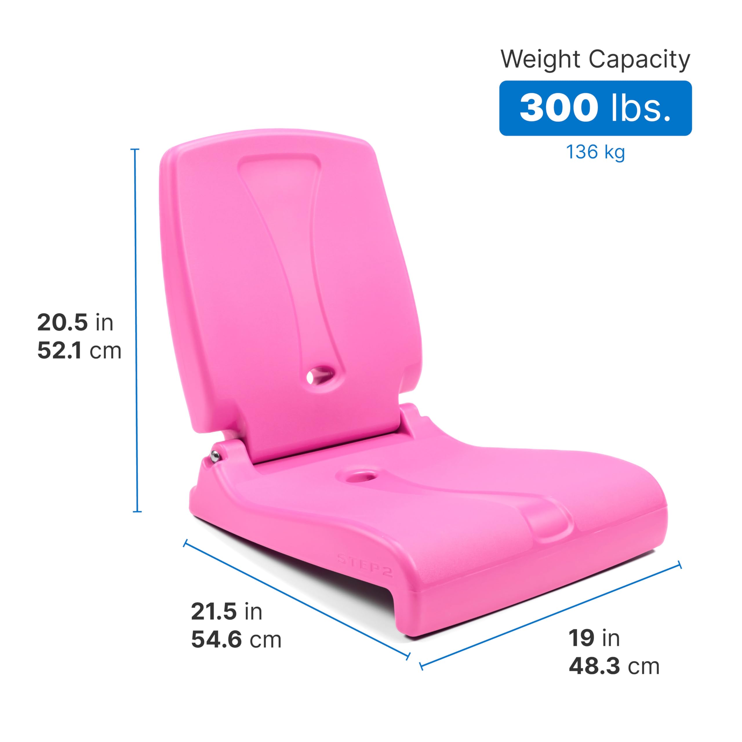Step2 Flip Seat Folding, Lightweight Portable Outdoor Chair for Poolside, Camping, Beach, Boats, Tailgates, Durable Ground Chair with Back Support for Adults, Bright Pink