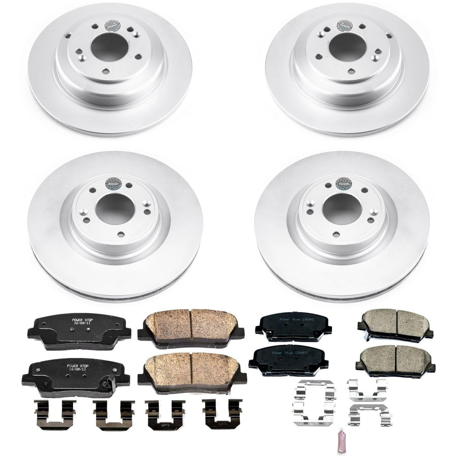 Power Stop CRK6170 Coated Brake Rotors and Z17 Front and Rear Brake Pads Kit For Hyundai Genesis Coupe 2010-2016 [Model Specific]