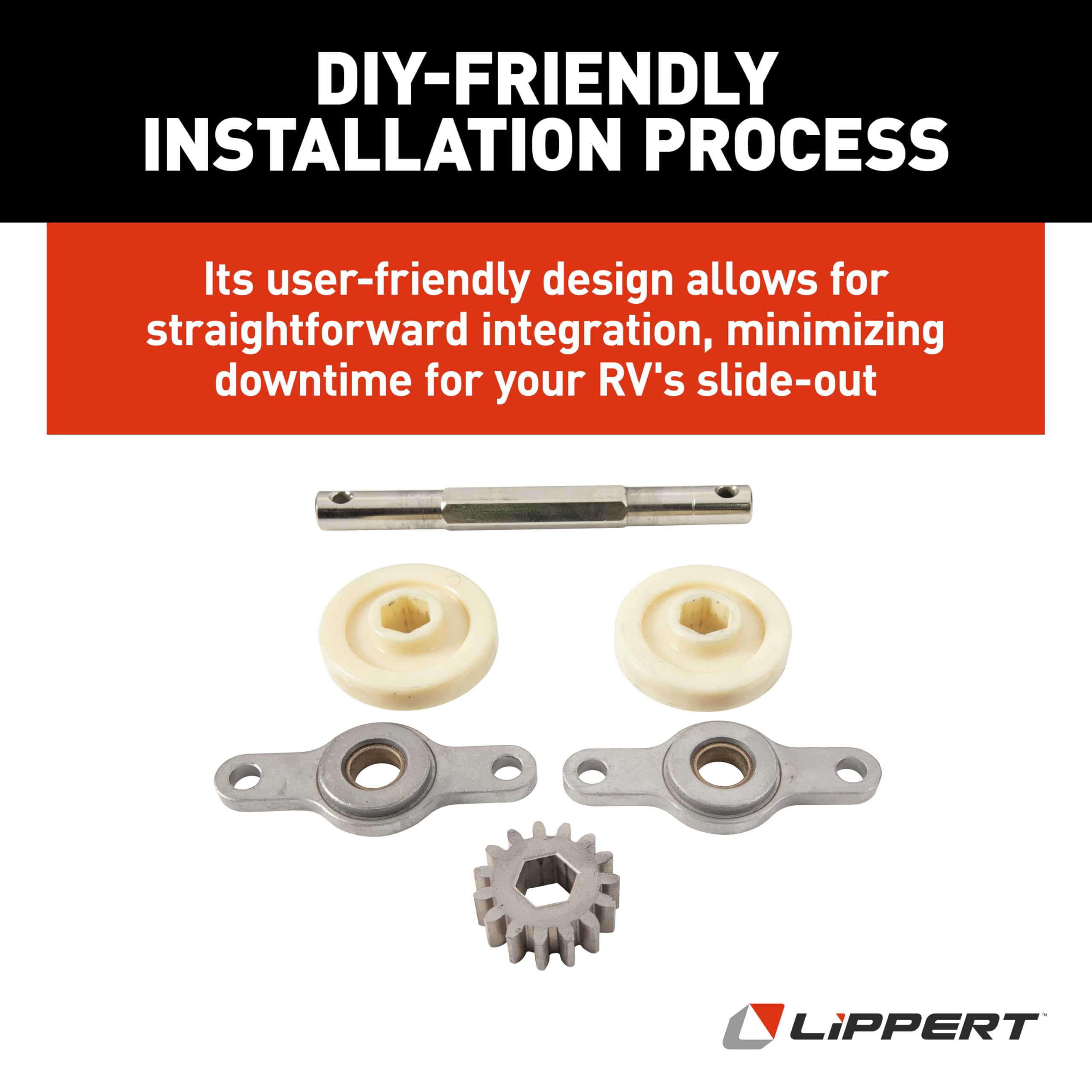 Lippert RV Slide-Out 324869 Standard Gear Pack Assembly 2.5" x 2.5", SILVER, WHITE