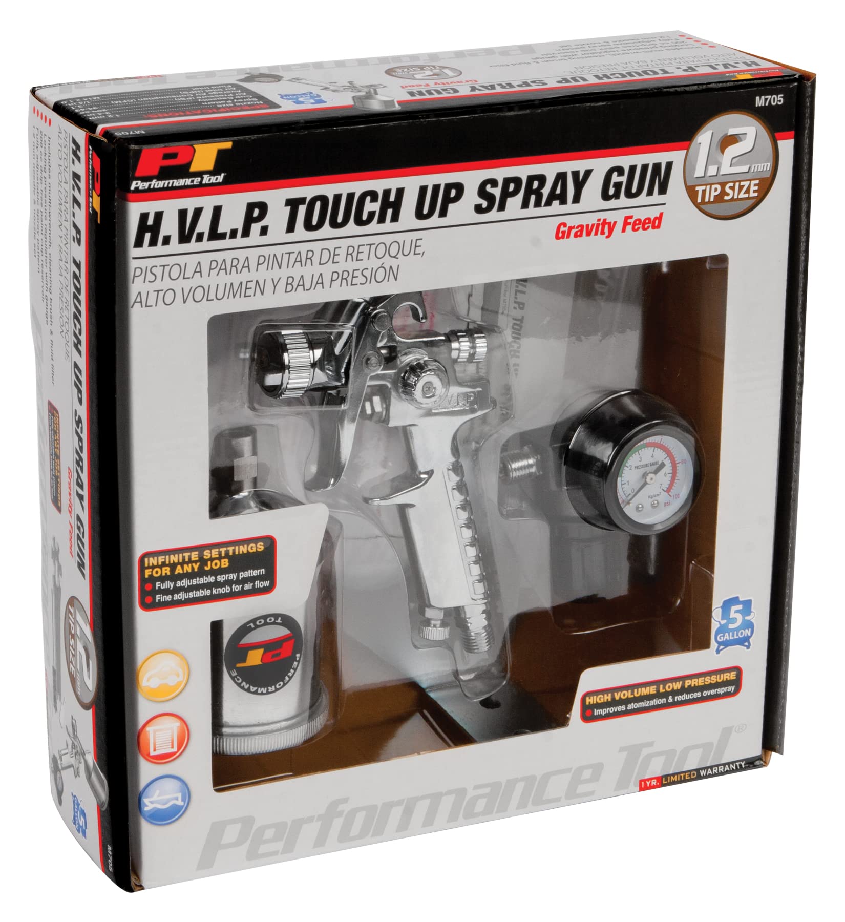 HVLP Touch-Up Gun Performance Tool M705 for Precise and Efficient Painting Jobs in Tight Spaces and Hard-to-Reach Areas
