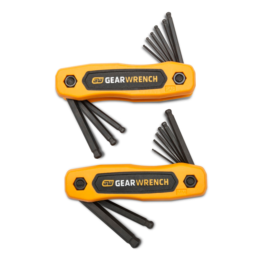 17 Piece GEARWRENCH SAE/Metric Ball End Folding Hex Key Set - 83511