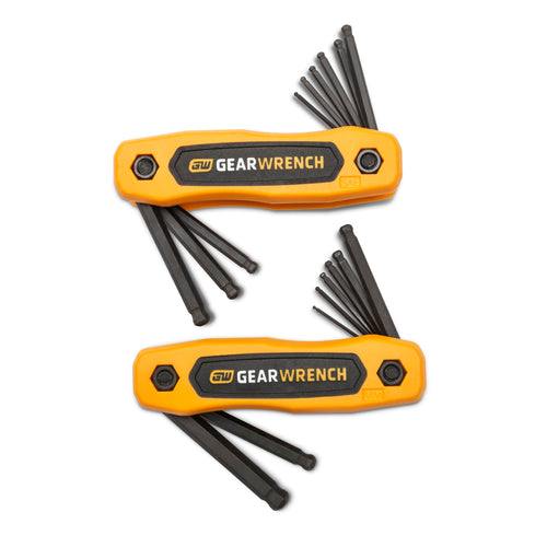 17 Piece GEARWRENCH SAE/Metric Ball End Folding Hex Key Set - 83511