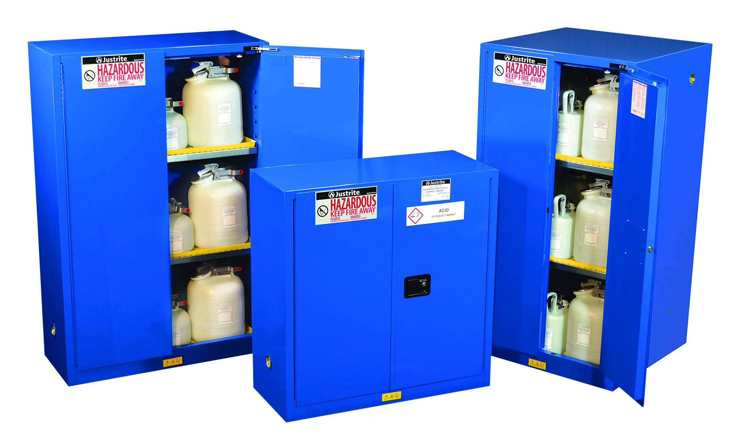 Justrite Steel Hazardous Material Safety Cabinet, 4 Gallon, Steel, Made in The USA, Blue, 864528