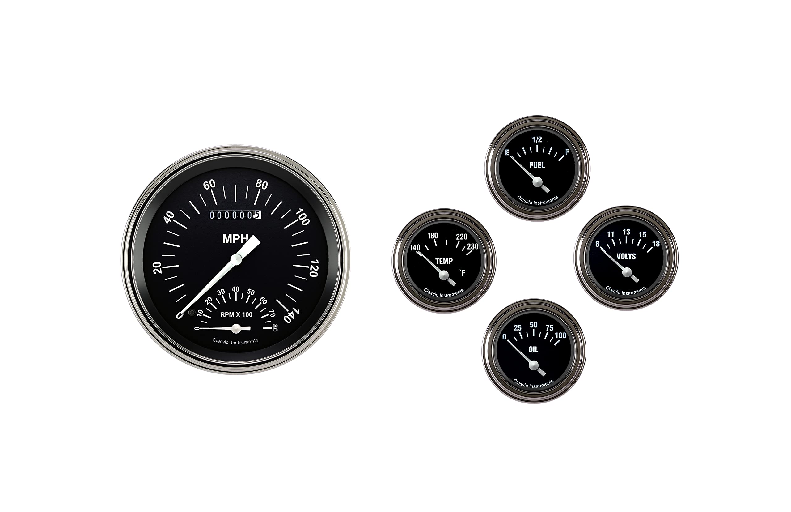 Hot Rod Series Classic Instruments FV61HR65 Gauge Set