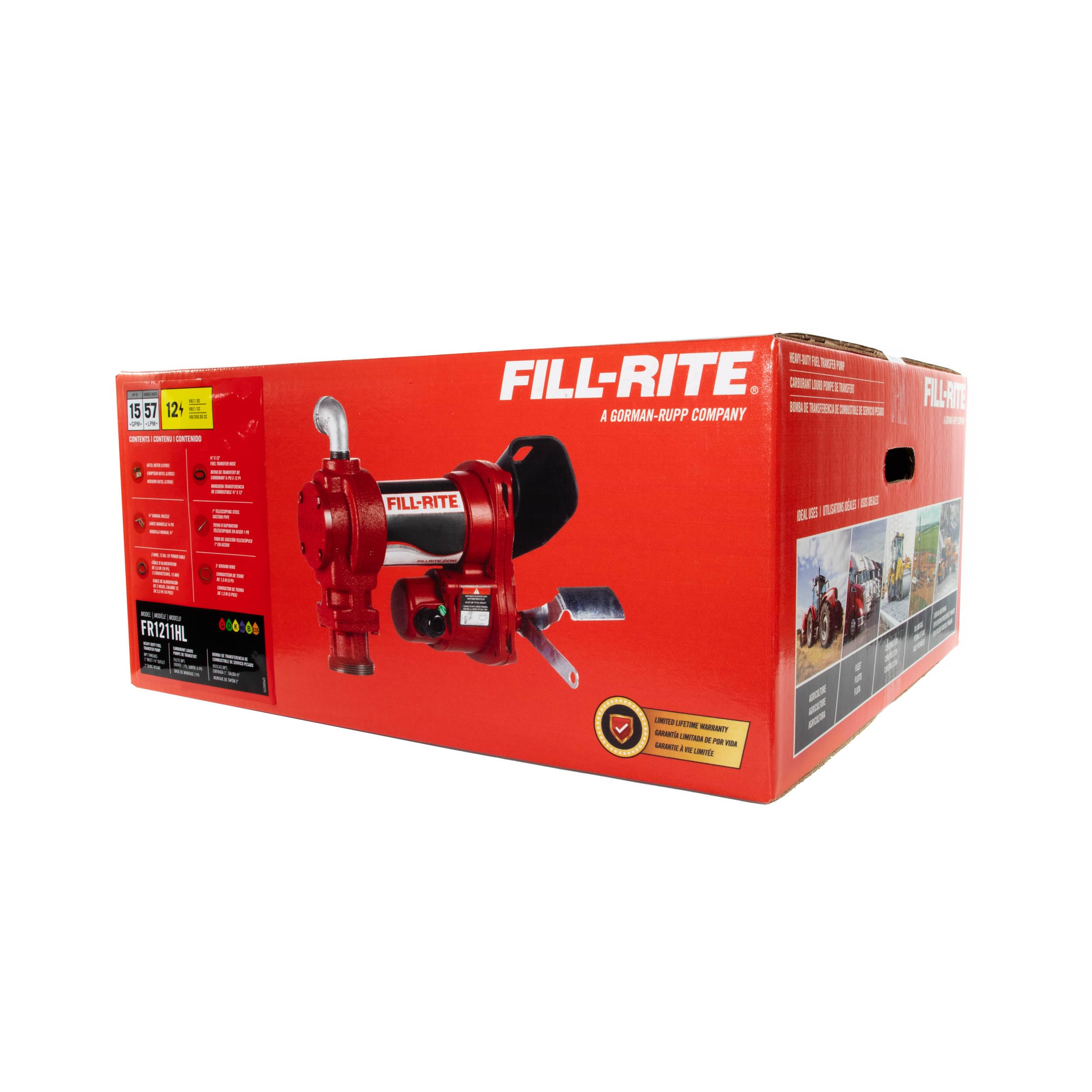 Fill-Rite 12V FR1211HL 15 GPM Fuel Transfer Pump with Standard Mechanical Meter Package, Liters | Gasoline, Diesel, Kerosene, Ethanol & Methanol Blends & Biodiesel