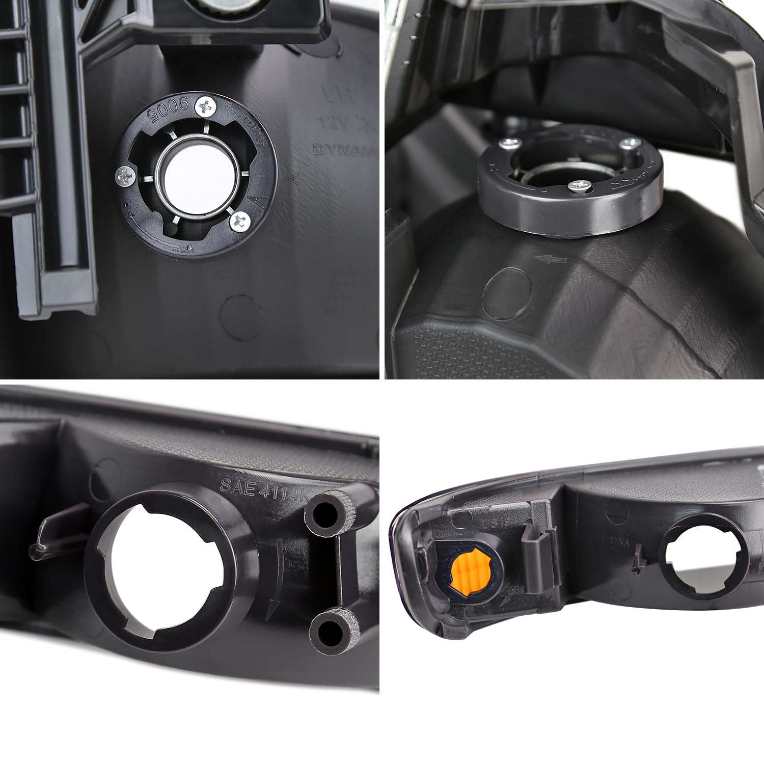 Black Smoke Headlights + Bumper Lights SPEC-D TUNING Compatible with 1999-2006 GMC Sierra 1500 2500 3500, Left + Right Pair Headlamp Assembly