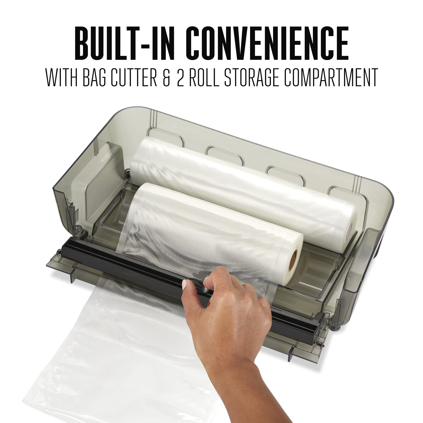 Wet & Dry Vacuum Sealer Machine WESTON BRANDS, Seals Liquid Foods Quickly and Consistently, Date Code Stamp, Built-In Cutter, Pulse Button, Includes 2 Rolls and 6 Easy-Fill Bags, Black (65-1601-W)