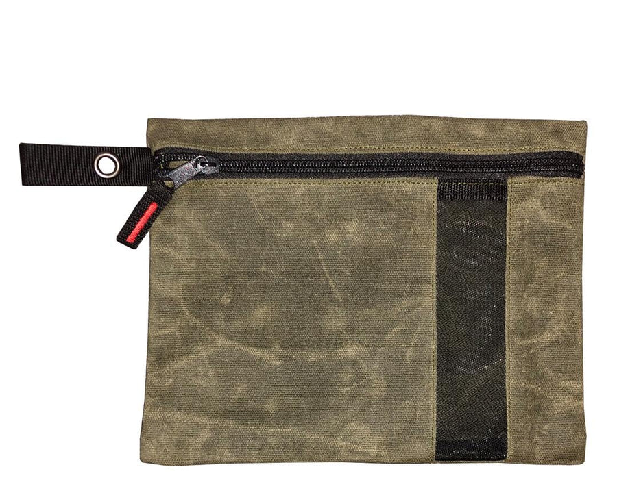 Overland Vehicle Systems 3-Bag Small Size Set of Storage Bags with Mesh Windows- #12 Waxed Canvas - Infused with Paraffin Wax Waterproofing - Universal For, Tools, Automotive, and more!