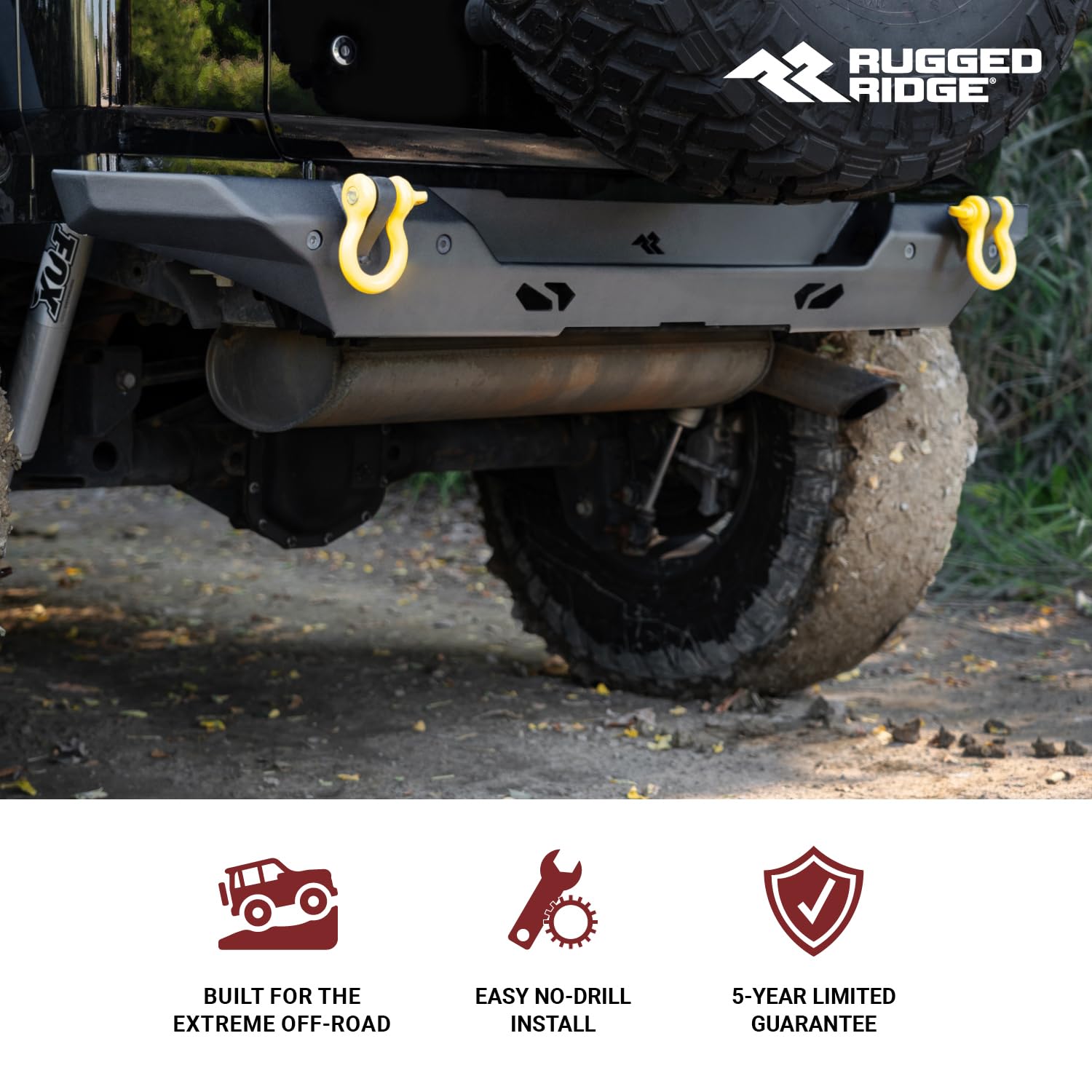 Rear Rugged Ridge XOR Bumper | Mid-Width w/Swing Out Tire Carrier, Steel, Satin Black | 11541.25 | Fits 2007-2018 Jeep Wrangler JK/JKU