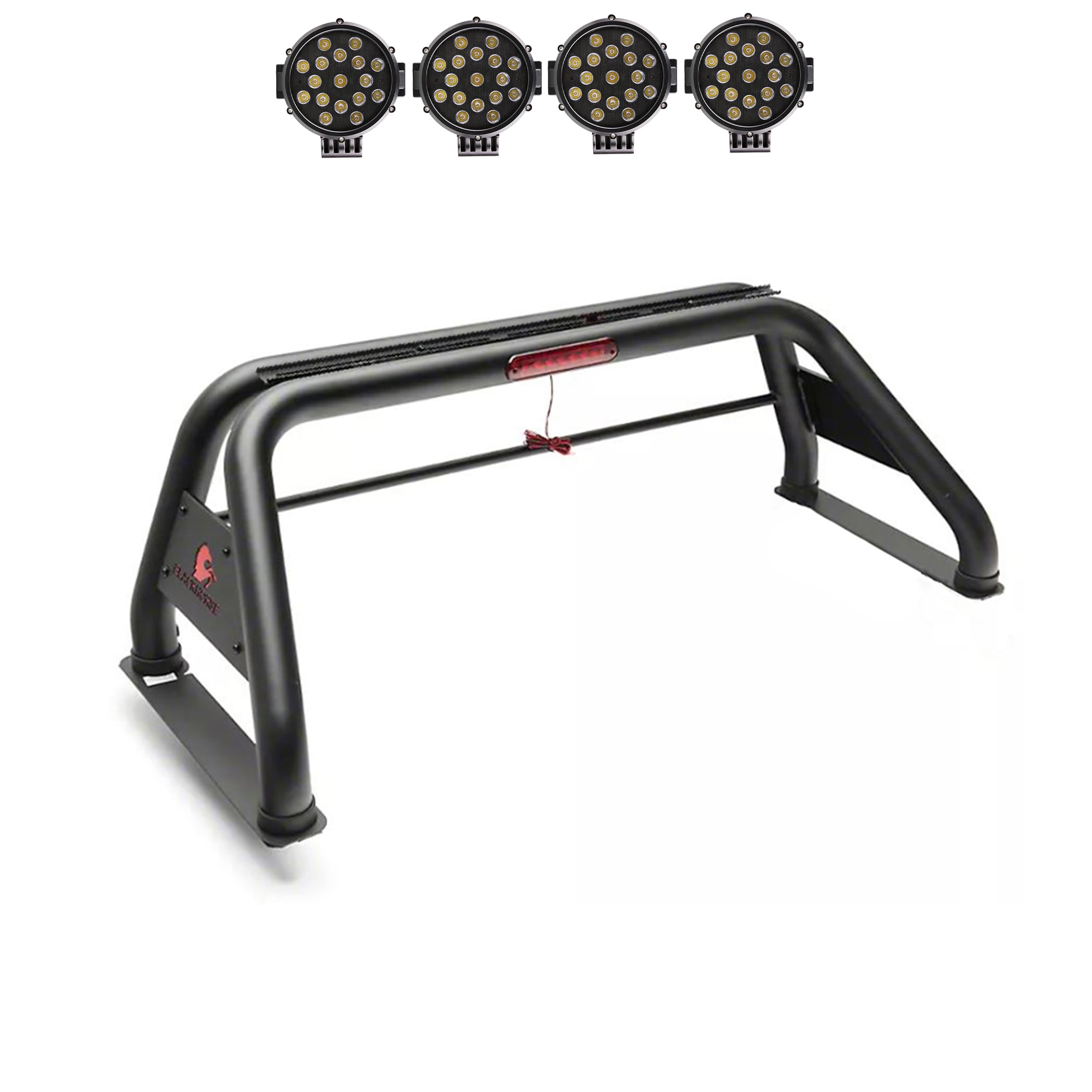 Classic Black Horse Roll Bar incl.Pair of 7.0" Dia. Led Lights,Black Compatible with 00-24 Ram 2500/3500|00-24 F-150|01-24 Sierra 1500/2500/3500|07-24 Tundra|17-24 Titan|01-24 Silverado 2500/3500 HD
