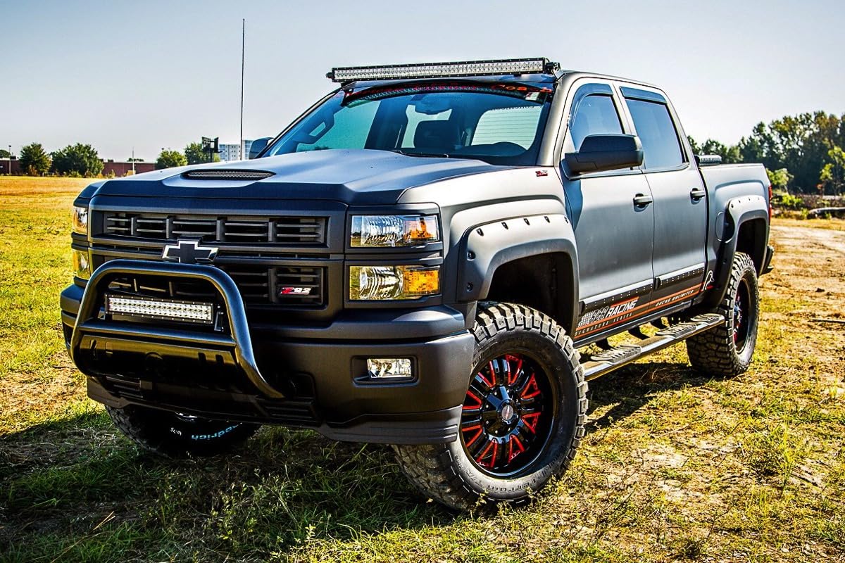 Fender Flares Black Horse Riveted Style Compatible with 2014-2018 Chevrolet Silverado 1500-FF-CHSIL-SM-PKT