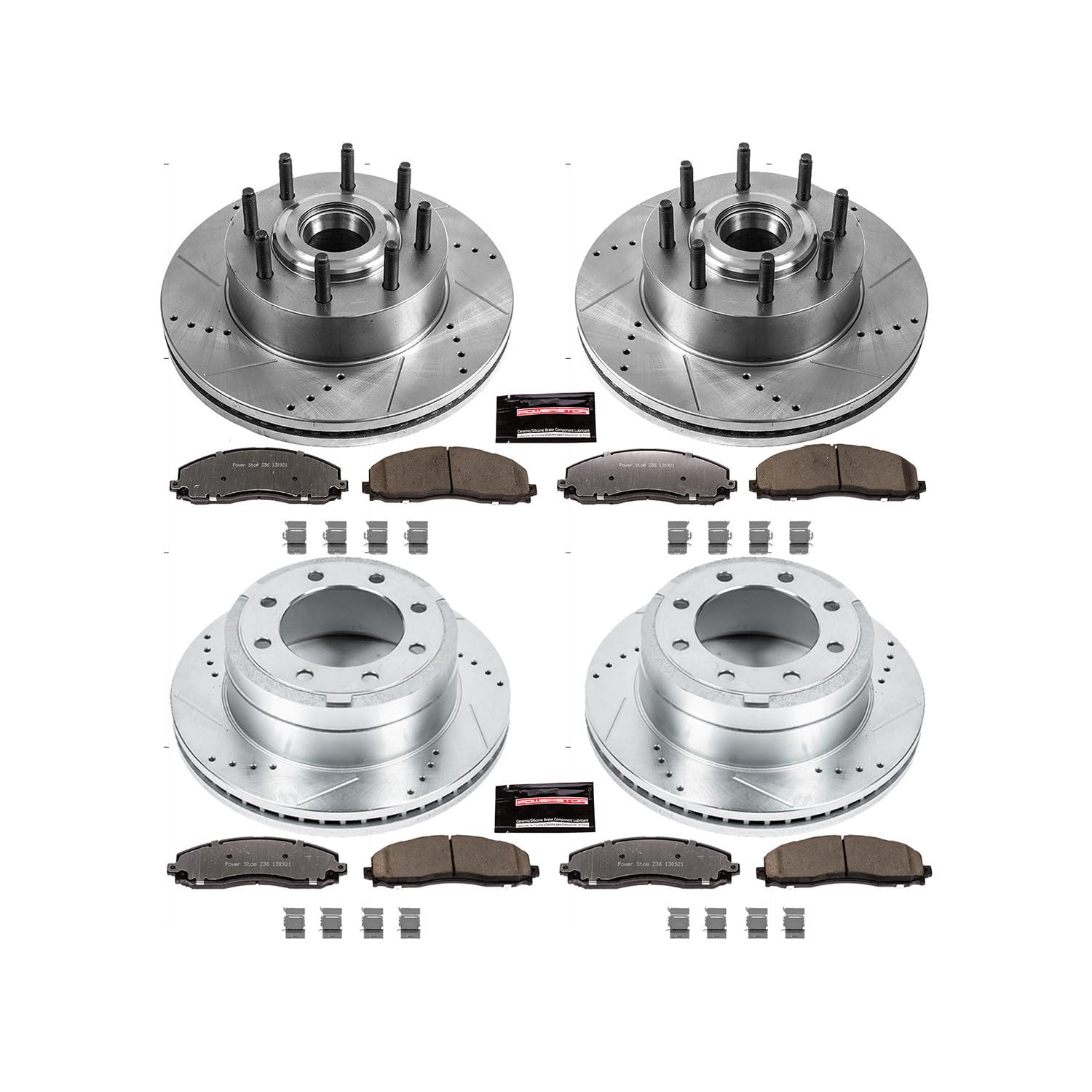 Power Stop K6820-36 Z36 Truck & Tow Front and Rear Brake Kit, Carbon Fiber Ceramic Brake Pads and Drilled/Slotted Brake Rotors For Ford F-250 Super Duty, Ford F-350 Super Duty [Model Specific]