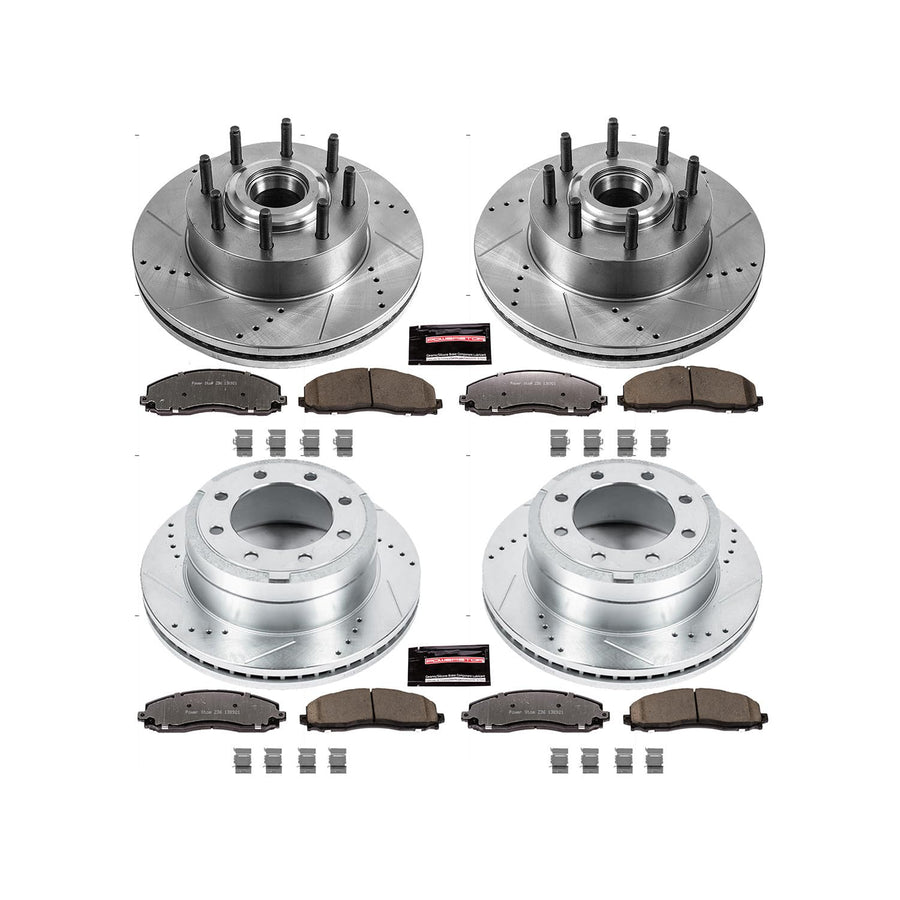 Power Stop K6820-36 Z36 Truck & Tow Front and Rear Brake Kit, Carbon Fiber Ceramic Brake Pads and Drilled/Slotted Brake Rotors For Ford F-250 Super Duty, Ford F-350 Super Duty [Model Specific]