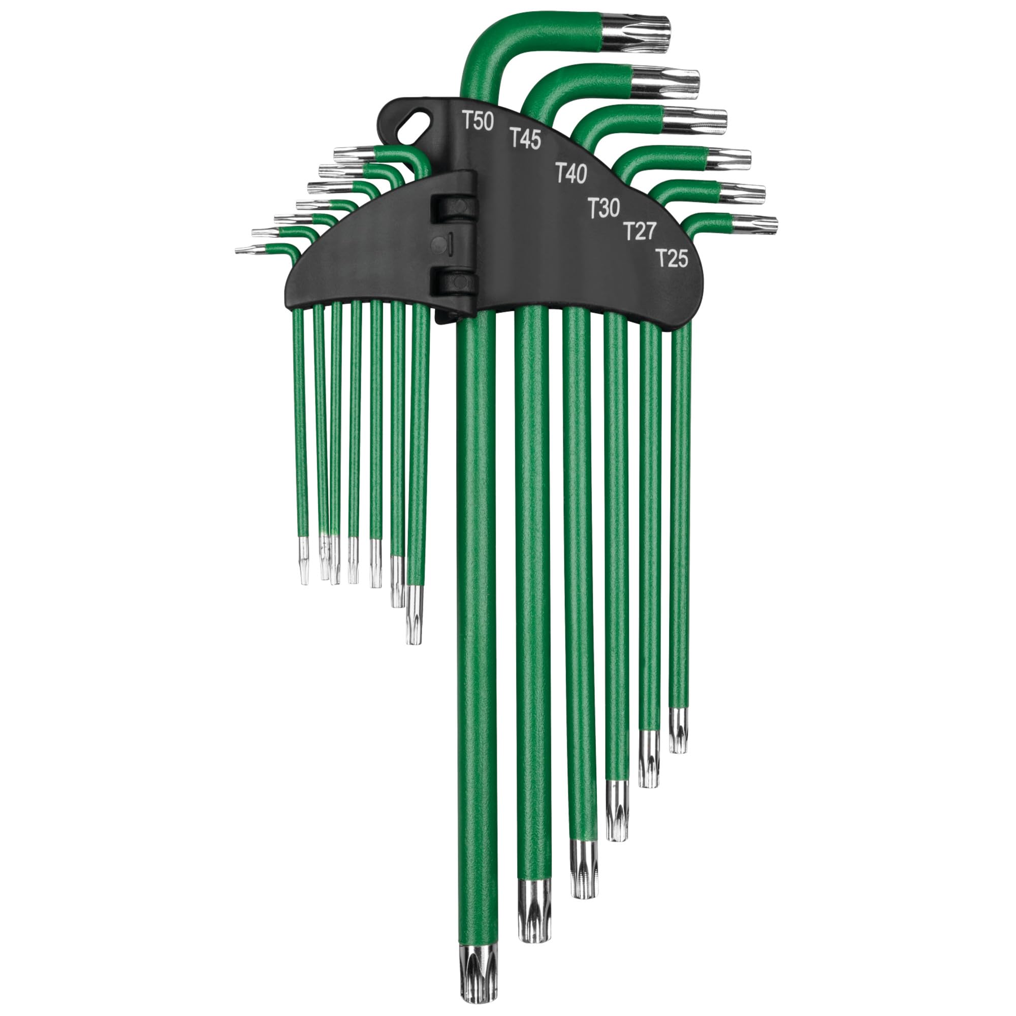 W80200 Performance Tool 13 Pc. Long Arm Star Key Set - For Star and Star Security Fasteners, Powder-Coated, Storage Organizer, Long Reach, Green