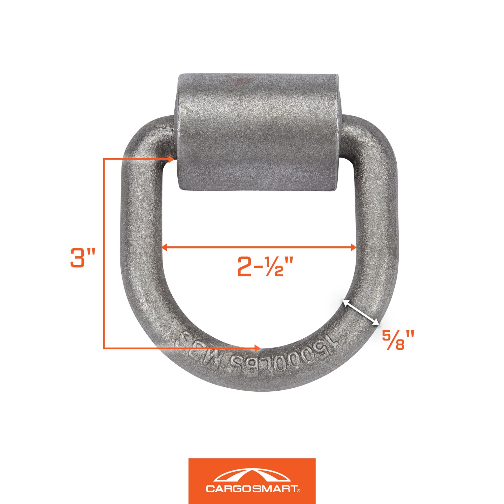 Weld On Heavy Duty Forged D-Ring, 5/8" Diameter, 3" x 3" 15,000 lb 1 Pk