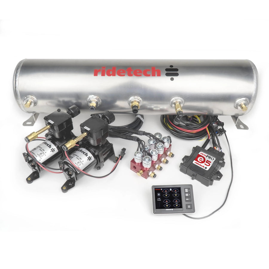 RidePro E5 Air Ride Suspension Universal Control/Management System | 5 Gallon Tank | Dual Compressor Kit | Valves 1/4 inch