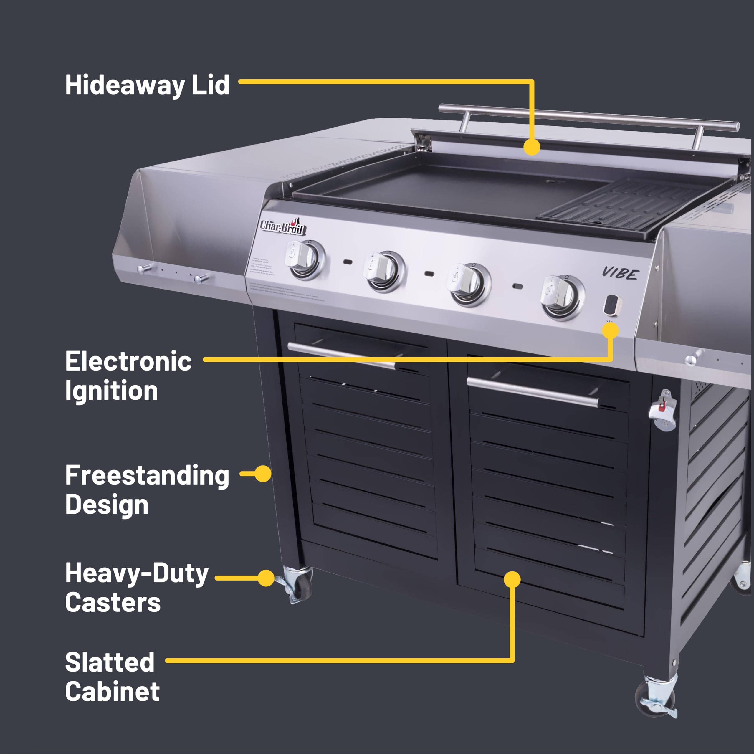 Char-Broil® Convective Vibe 4-Burner Propane Gas Stainless Steel Griddle - 463259623