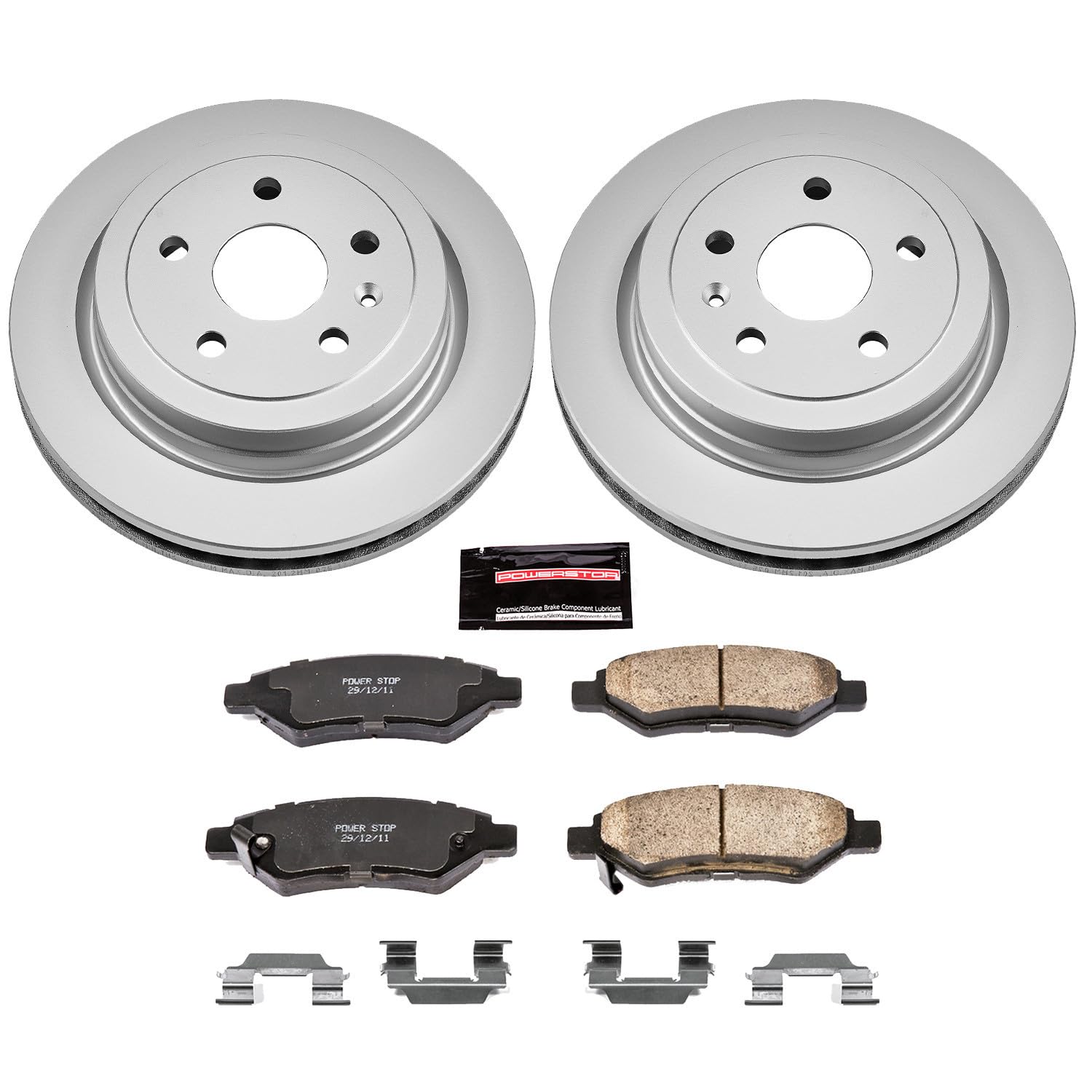 Power Stop CRK3072 Brake Rotor Coated & Ceramic Brake Pads- rear For Cadillac CTS 2008-2014, Chevrolet Camaro 2010-2015 [Model Specific]