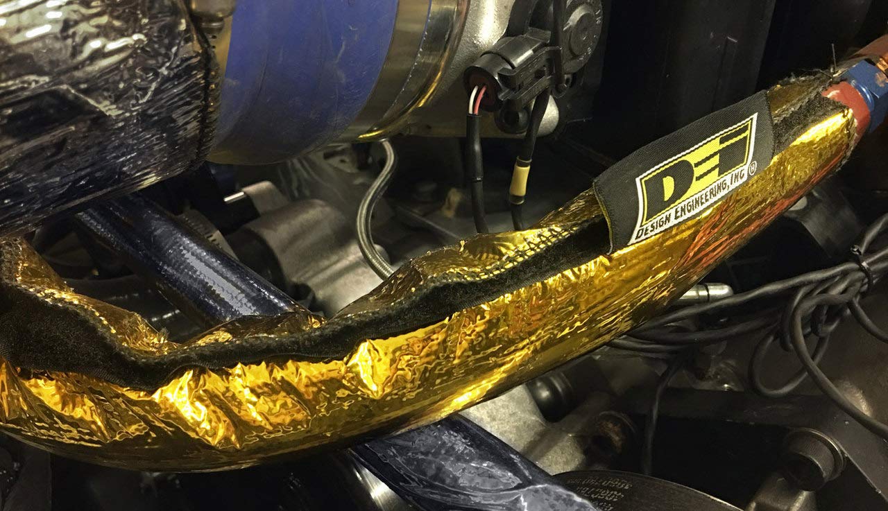 Heat Shroud Design Engineering 010458 Gold 1/2" - 1-1/4" I.D. x 3ft Line Sleeving Hi-Temp Protection up to 800°F (with Hook and Loop Closure)