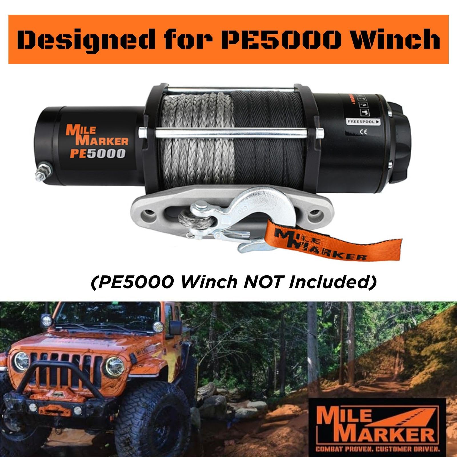 WH-5 MILE MARKER Roller Fairlead - PE5000 Winch - Designed for Use with Steel Cable or Rope Material, Crafted from High Strength Reinforced Steel, Conquer Off-Road