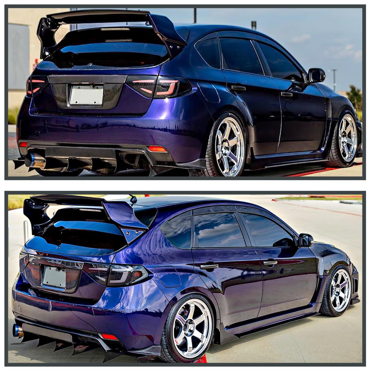 Black Smoke SPEC-D TUNING Sequential Tail Lights w/White LED Bar Compatible with 2008-2014 Subaru Impreza WRX Hatchback, Left + Right Pair Assembly