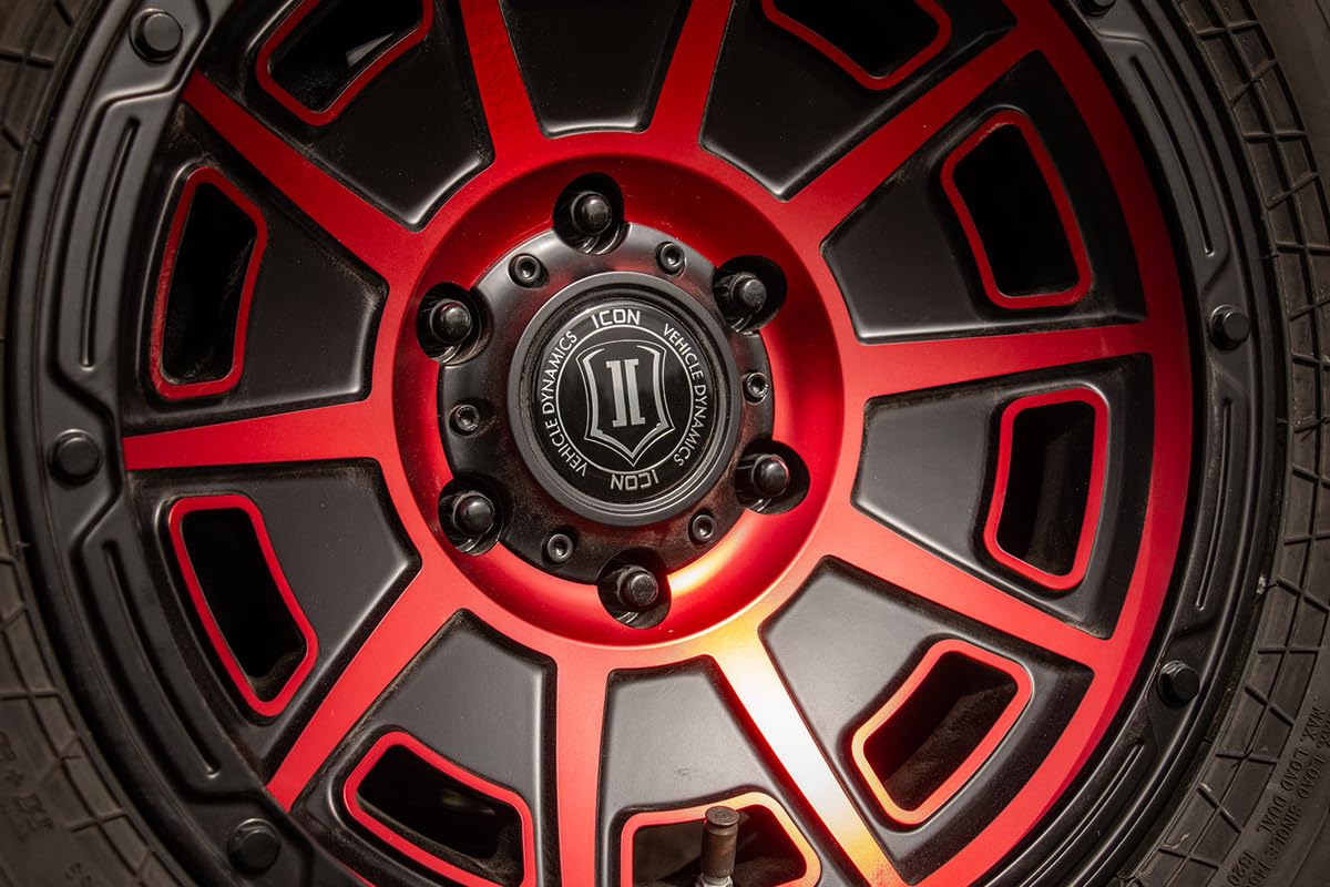 Satin Black ICON Alloys Victory w/Red, 17 x 8.5/6 x 5.5, 0mm Offset, 4.75" BS, 3017858347SBRT