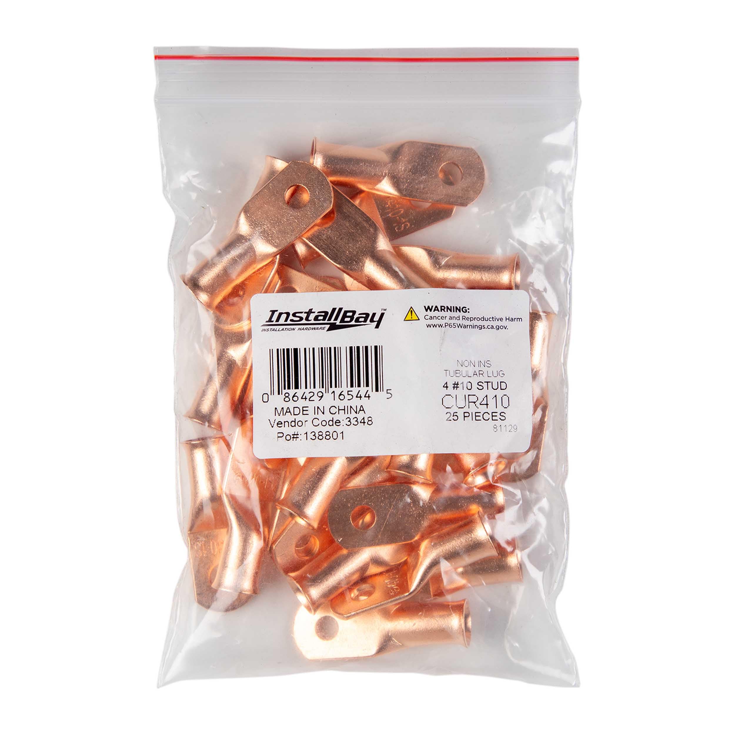 Copper Ring Terminal Install Bay 4 Gauge #10 25 Pack - CUR410