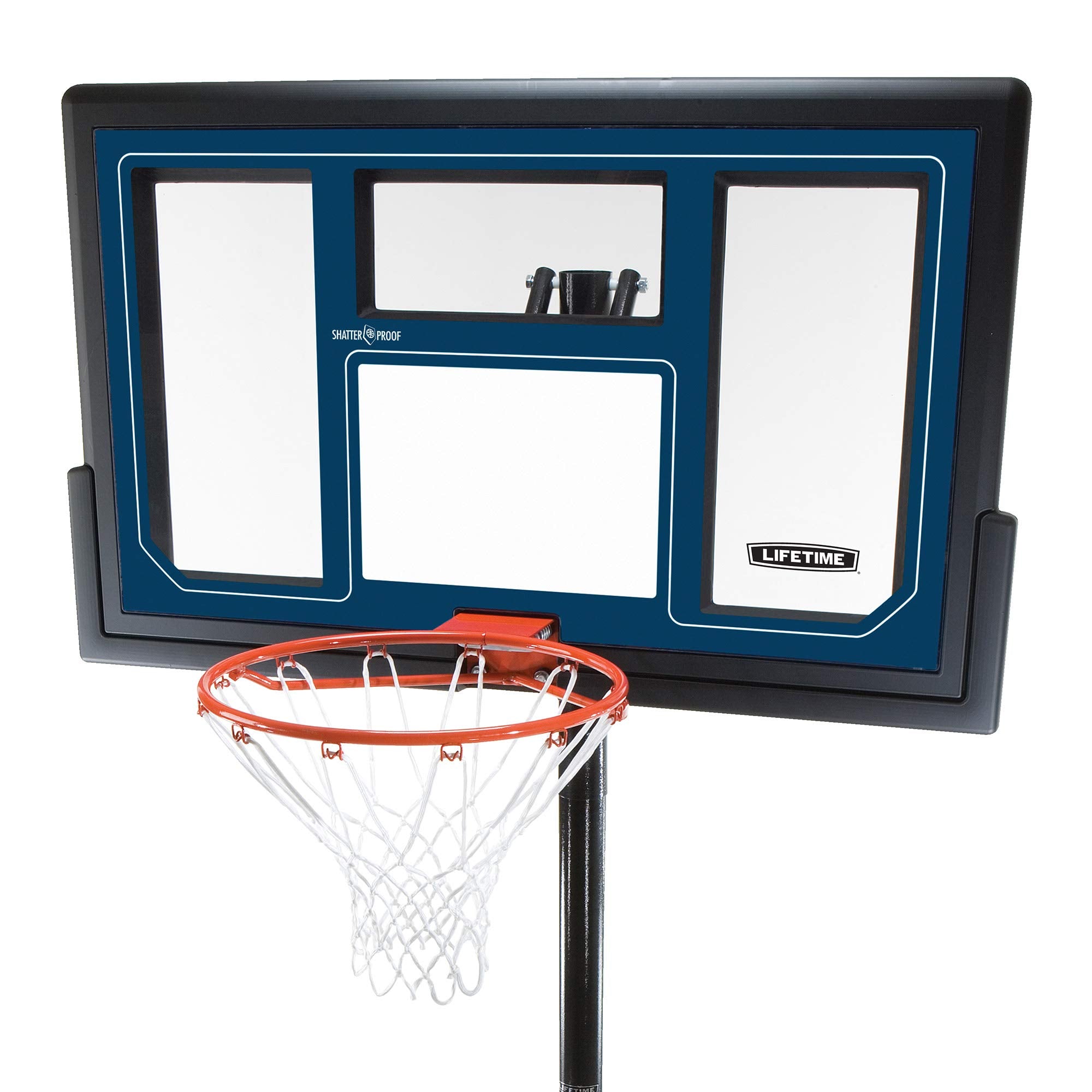 50 Inch Lifetime Portable Basketball Hoop, Shatterproof Backboard, Blue/Black