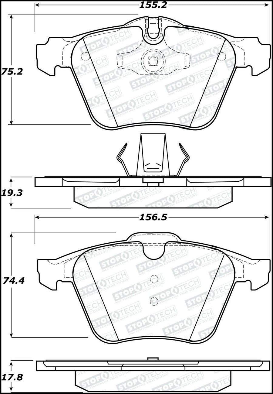 Brake Pads Stoptech 308.12402 Street with Shims & Hardware