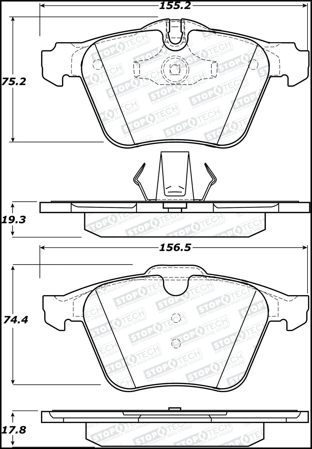 Brake Pads Stoptech 308.12402 Street with Shims & Hardware